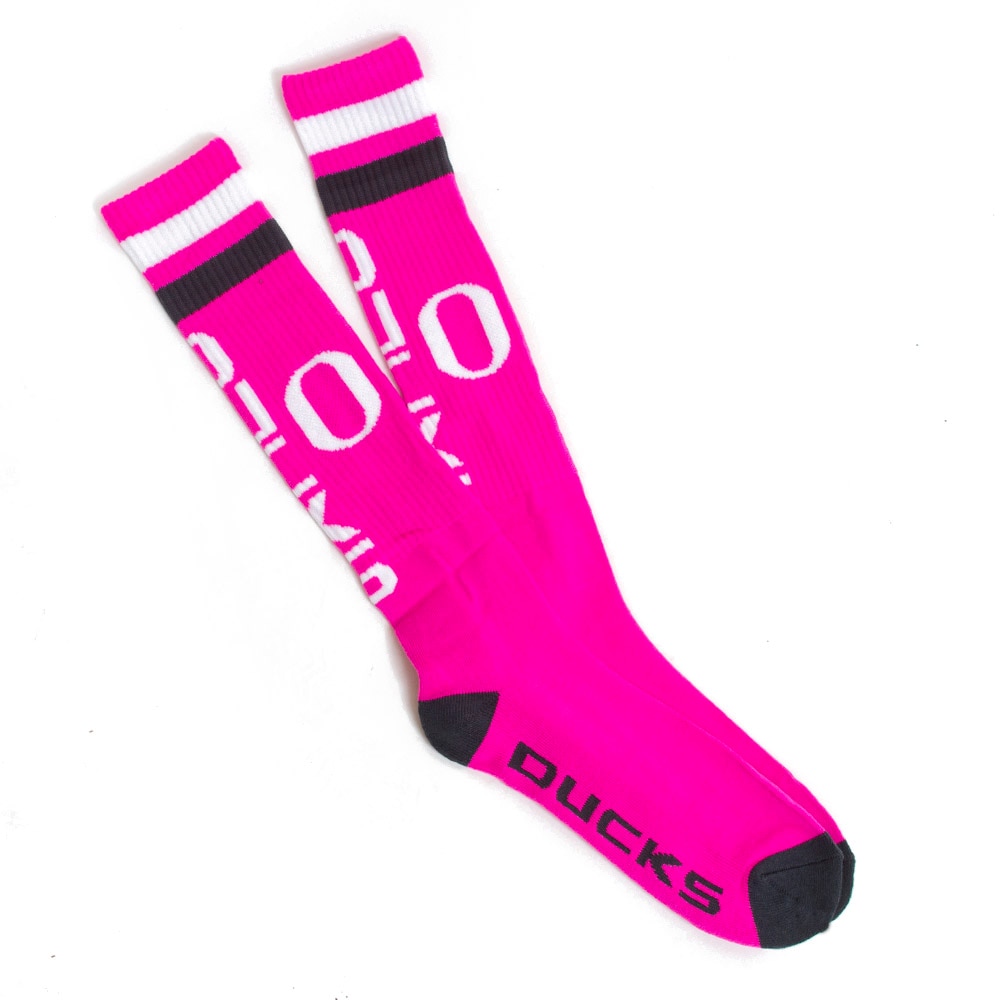 Classic Oregon O, Donegal Bay, Pink, Crew, Accessories, Unisex, Black & White Stripe, Tube, Sock, 511254